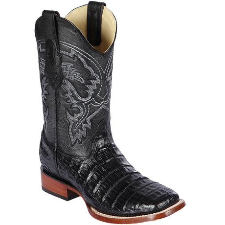 Los Altos Boots Boots Men's Genuine Caiman Belly Skin Rodeo Wide Square Toe Boots Black Color - Los Altos Boots