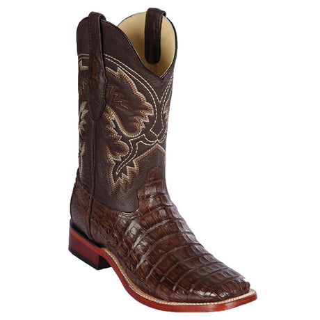 Los Altos Boots Boots Men's Genuine Caiman Belly Skin Rodeo Wide Square Toe Boots Brown Color - Los Altos Boots