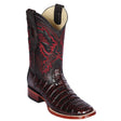 Los Altos Boots Boots Men's Genuine Caiman Belly Skin Rodeo Wide Square Toe Boots Black Cherry Color - Los Altos Boots