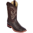 Los Altos Boots Boots Men's Genuine Caiman Belly Skin Rodeo Wide Square Toe Boots Grasso Brown Color - Los Altos Boots
