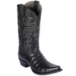 Western Genuine Caiman Belly Skin Snip Toe Boots Black Color - Los Altos Boots - Side View