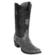 Western Genuine Caiman Belly Skin Snip Toe Boots Gray Color - Los Altos Boots - Side View