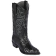 Western Genuine Caiman Hornback Skin J Toe Boots Black Color - Los Altos Boots - SIde View