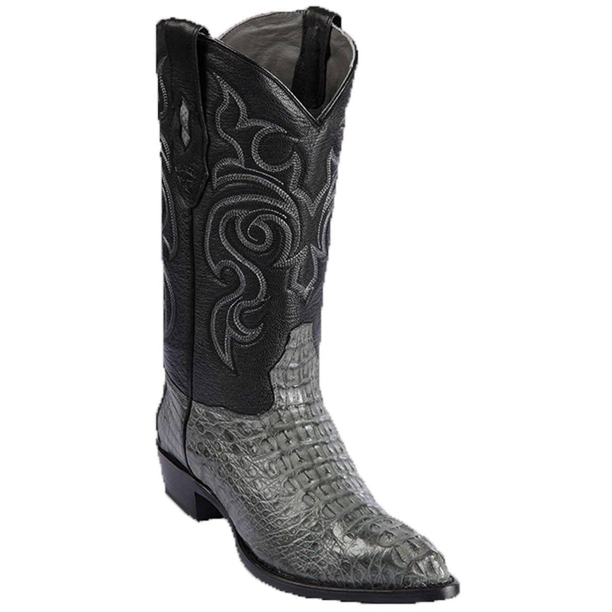 Western Genuine Caiman Hornback Skin J Toe Boots Gray Color - Los Altos Boots - SIde View