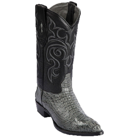 Western Genuine Caiman Hornback Skin J Toe Boots Gray Color - Los Altos Boots - SIde View