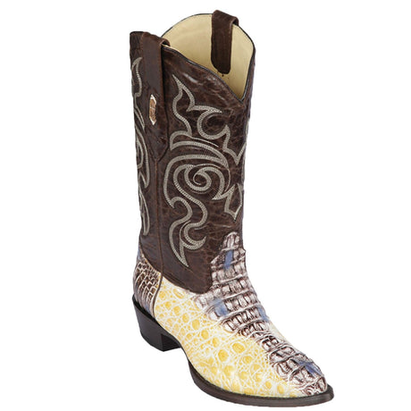 Western Genuine Caiman Hornback Skin J Toe Boots Natural Color - Los Altos Boots - SIde View