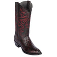 Western Genuine Caiman Hornback Round Toe Boots Black Cherry Color - Los Altos Boots