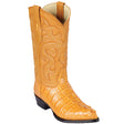 Western Genuine Caiman Tail Skin J Toe Boots Buttercup Color - Los Altos Boots - Side View