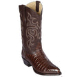 Western Genuine Caiman Tail Skin J Toe Boots Brown Color - Los Altos Boots - Side View