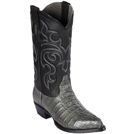 Western Genuine Caiman Tal Skin J Toe Boots Gray Color - Los Altos Boots - SIde View