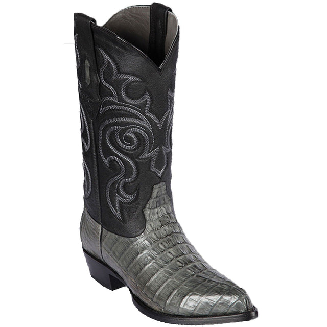 Western Genuine Caiman Tal Skin J Toe Boots Gray Color - Los Altos Boots - SIde View