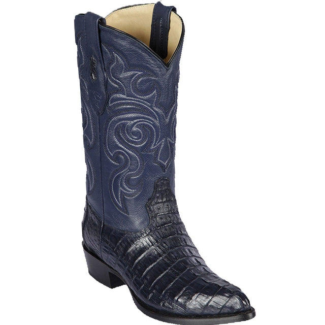 Western Genuine Caiman Tal Skin J Toe Boots Navy Blue Color - Los Altos Boots - SIde View