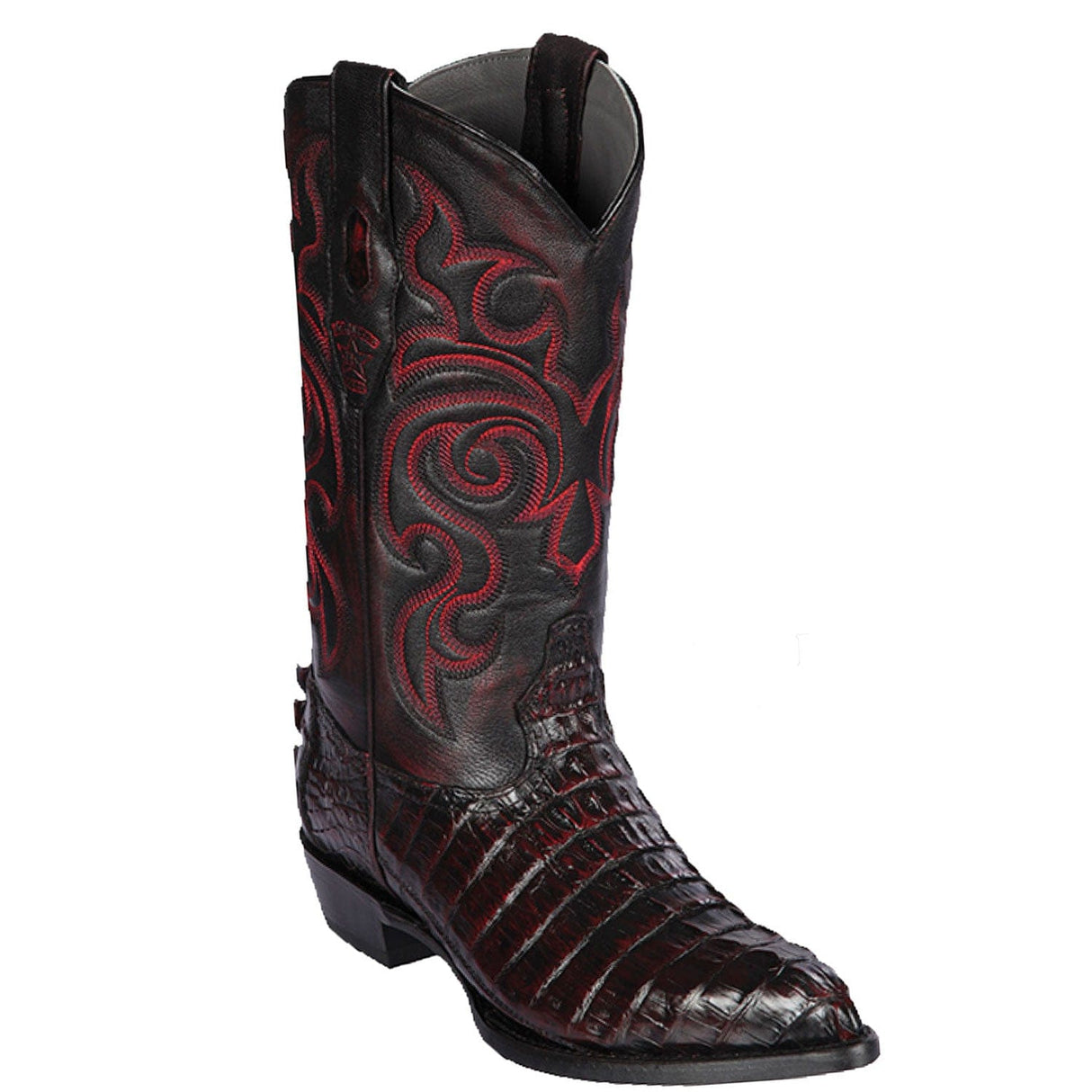 Western Genuine Caiman Tal Skin J Toe Boots Black Cherry Color - Los Altos Boots - SIde View