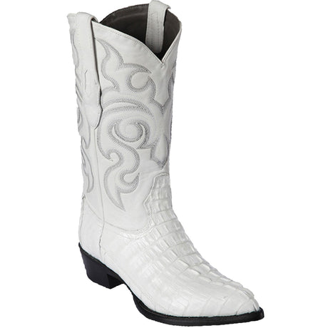 Western Genuine Caiman Tal Skin J Toe Boots White Color - Los Altos Boots - SIde View