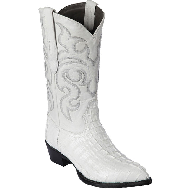 Western Genuine Caiman Tal Skin J Toe Boots White Color - Los Altos Boots - SIde View