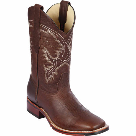 Western Genuine Rage Leather Rodeo Wide Square Toe Boots Walnut Color - Los Altos Boots - Side View