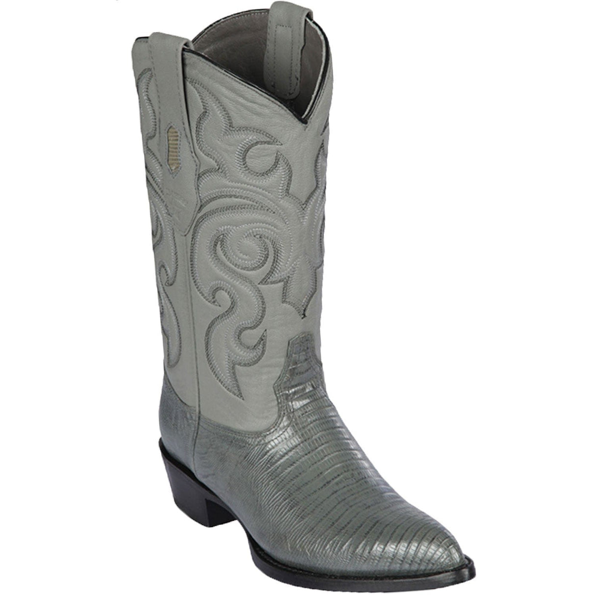 Western Genuine Teju Lizard Skin J Toe Boots Gray Color - Los Altos Boots - Side View