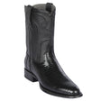 Western Genuine Teju Skin Roper Toe Boots Black Color - Los Altos Boots - Side View
