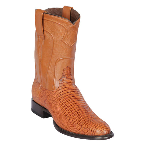 Western Genuine Teju Skin Roper Toe Boots Honey Color - Los Altos Boots - Side View