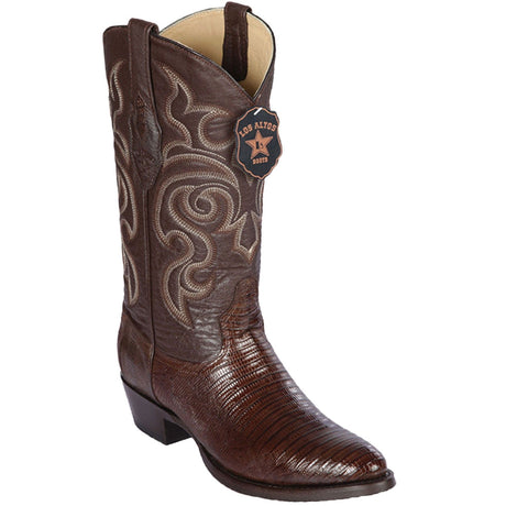 Western Genuine Teju Lizard Round Toe  Boots Brown Color - Los Altos Boots - Side View