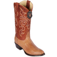 Western Genuine Teju Lizard Round Toe  Boots Cognac Color - Los Altos Boots - Side View