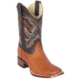 Western Genuine Teju Lizard Skin Rodeo Wide Square Toe Boots Honey Color - Los Altos Boots - Side View