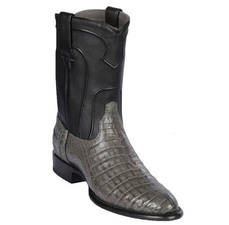 Western Genuine Caiman Belly Skin Roper Toe Boots Gray Color - Los Altos Boots - Side View