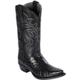 Western Genuine Ostrich Snip Toe Boots Black Color - Los Altos Boots - Side View