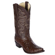Western Genuine Ostrich Snip Toe Boots Brown Color - Los Altos Boots - Side View