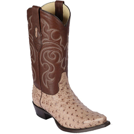 Western Genuine Ostrich Snip Toe Boots Moka Color - Los Altos Boots - Side View