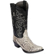 Western Genuine Python Skin Snip Toe Boots Natural Color - Los Altos Boots - Side View