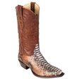 Western Genuine Python Skin Snip Toe Boots Cognac Color - Los Altos Boots - Side View