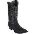 Western Genuine Python Skin Snip Toe Boots Nobuck Black Color - Los Altos Boots - Side View