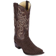 Western Genuine Python Skin Snip Toe Boots Nobuck Brown Color - Los Altos Boots - Side View