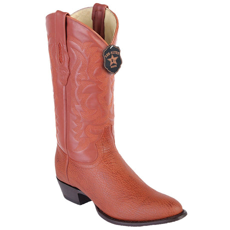 Western Genuine Shark Round Toe Boots Cognac Color - Los Altos Boots - Side View
