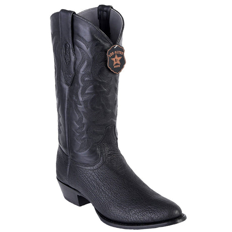 Western Genuine Shark Round Toe Boots Black Color - Los Altos Boots - Side View