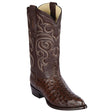 Western Genuine Ostrich Skin J Toe Boots Brown Color - Los Altos Boots - Side View