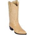 Western Genuine Ostrich Skin J Toe Boots Oryx Color - Los Altos Boots - Side View