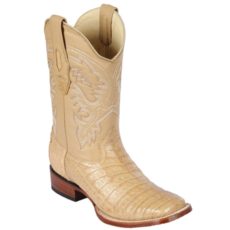 Western Genuine Ostrich Skin Rodeo Wide Square Toe Boots Oryx Color - Los Altos Boots - Side View