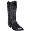 Western Genuine Python Skin J Toe Boots Black Color - Los Altos Boots - Side View