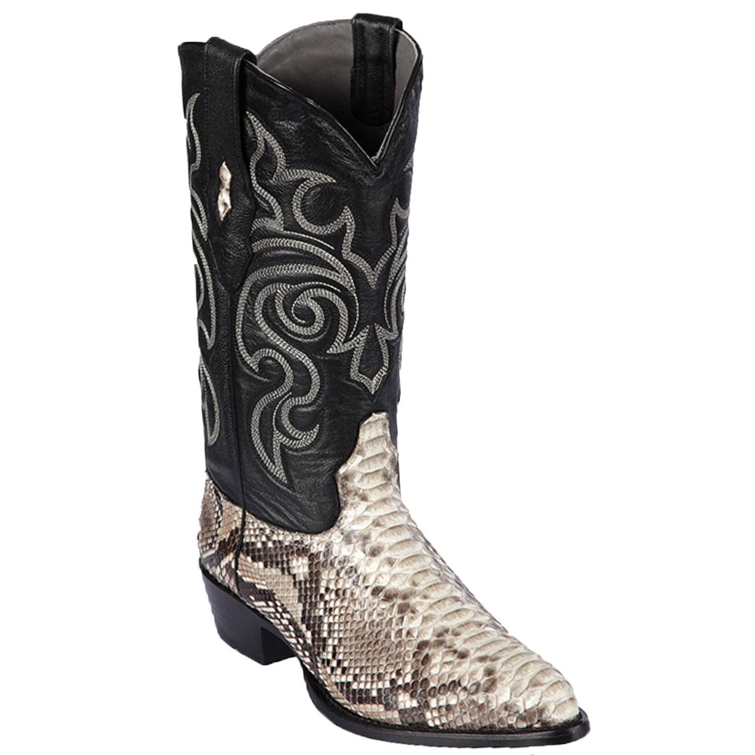 Western Genuine Python Skin J Toe Boots Natural Color - Los Altos Boots - Side View