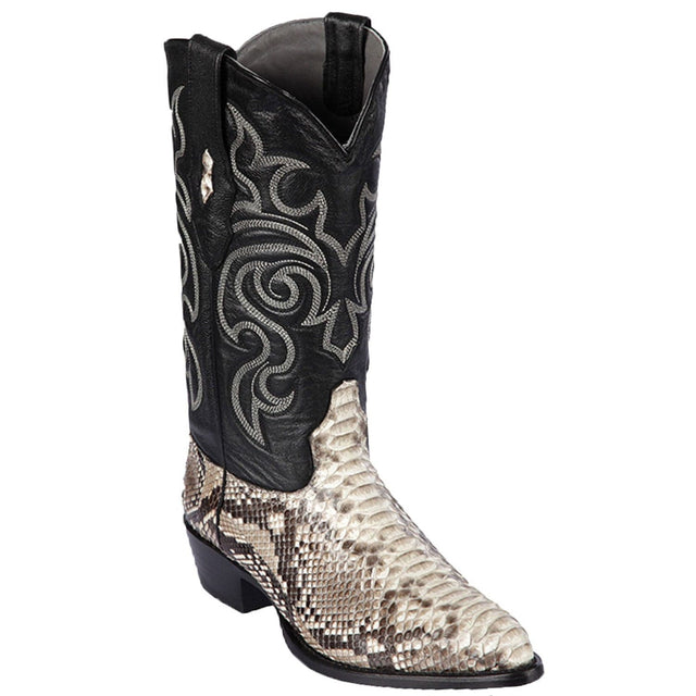Western Genuine Python Skin J Toe Boots Natural Color - Los Altos Boots - Side View
