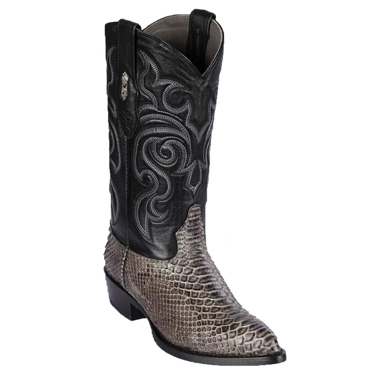 Western Genuine Python Skin J Toe Boots Rustic Black Color - Los Altos Boots - Side View