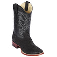 Western Genuine Python Skin Rodeo Wide Square Toe Boots Nobuck Black Color- Los Altos Boots - Side View