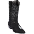 Western Genuine Stingray Single Stone J Toe Boots Black Color - Los Altos Boots - Side View