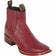 Western Genuine Deer Leather Wide Square Toe Ankle Boots Burgundy Color - Los Altos Boots - Side View 
