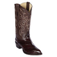 Western Genuine Eel Skin J Toe Boots Brown Color - Los Altos Boots - Side View