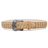 Tanner Mark Boots Belts Cinturon de Piel Genuina con Estampado de Caiman Panza Hebilla Metálica Texas Arena
