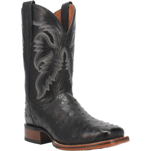 Dan Post Boots Boots Dan Post Men's Alamosa Full Quill Ostrich Square Toe Boots - Black