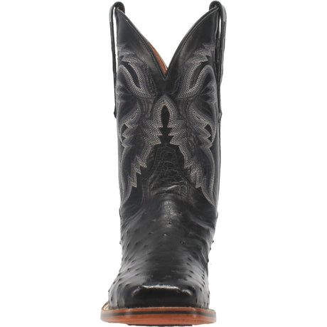 Dan Post Boots Boots Dan Post Men's Alamosa Full Quill Ostrich Square Toe Boots - Black